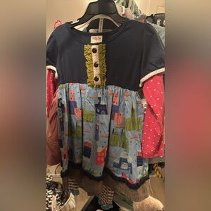Matilda Jane Navy and Colorful House Print Dress